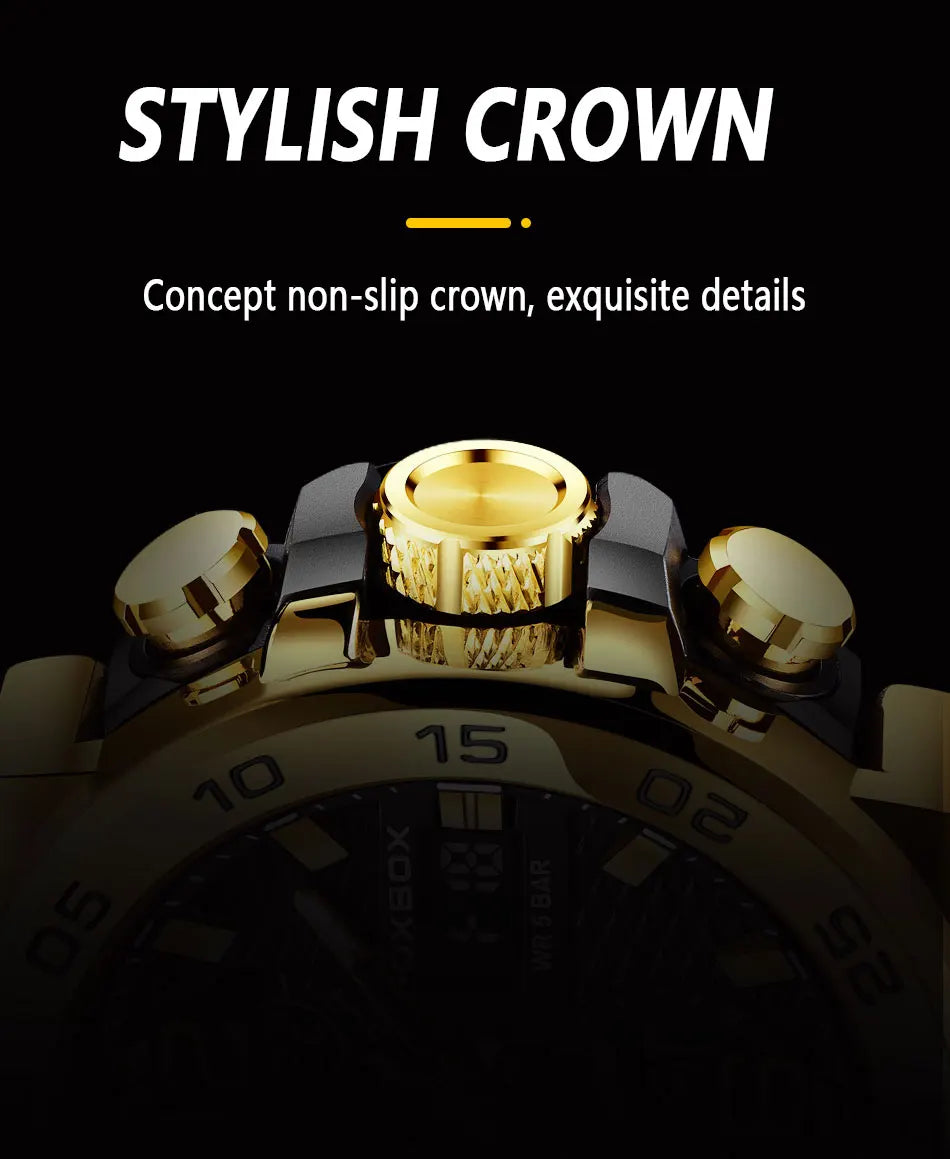 FOXBOX Men’s Luxury Chronograph Watch – Waterproof Sport Diver & Business Timepiece with Gift Box