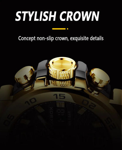 FOXBOX Men’s Luxury Chronograph Watch – Waterproof Sport Diver & Business Timepiece with Gift Box