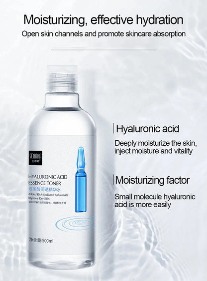 500ml Niacinamide & Hyaluronic Acid Facial Toner – Moisturizing Essence Water for Dry & Dull Skin