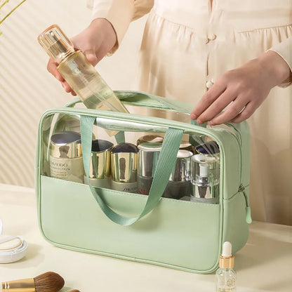 Matte Translucent Travel Toiletry Bag – Unisex Makeup & Cosmetic Organizer with Handle