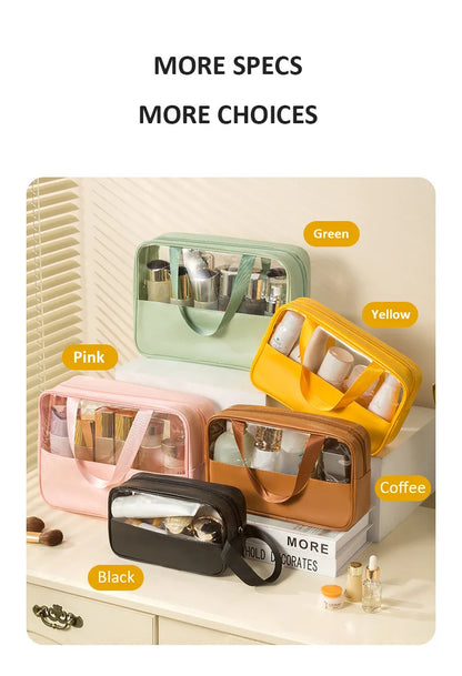 Matte Translucent Travel Toiletry Bag – Unisex Makeup & Cosmetic Organizer with Handle