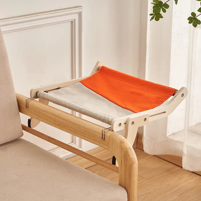 Window-Mounted Cat Hammock – Wooden Frame Removable Bed for Indoor Cats