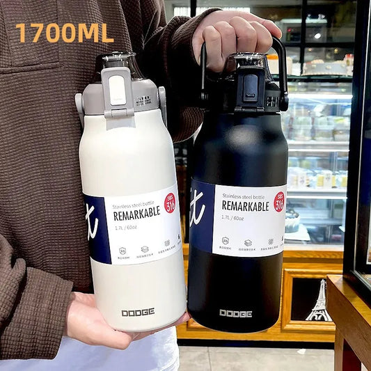 Large Capacity Stainless Steel Thermo Tumbler – Hot & Cold Vacuum Flask with Straw for Gym, Travel & Everyday Use