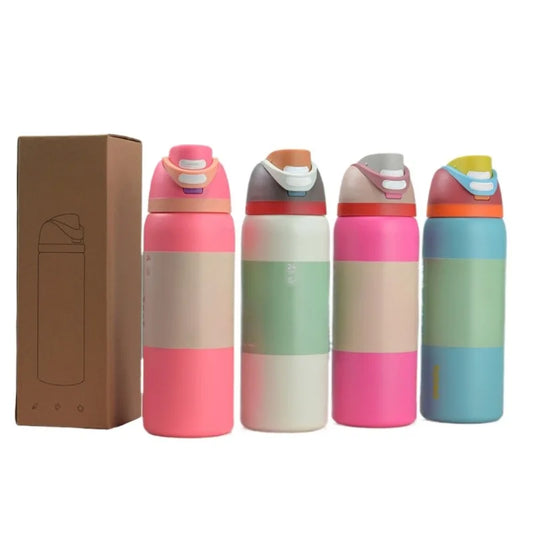 32oz Stainless Steel Sports Thermos Bottle – Outdoor Vacuum Kettle with Handle & Suction Lid