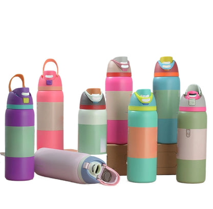 32oz Stainless Steel Sports Thermos Bottle – Outdoor Vacuum Kettle with Handle & Suction Lid