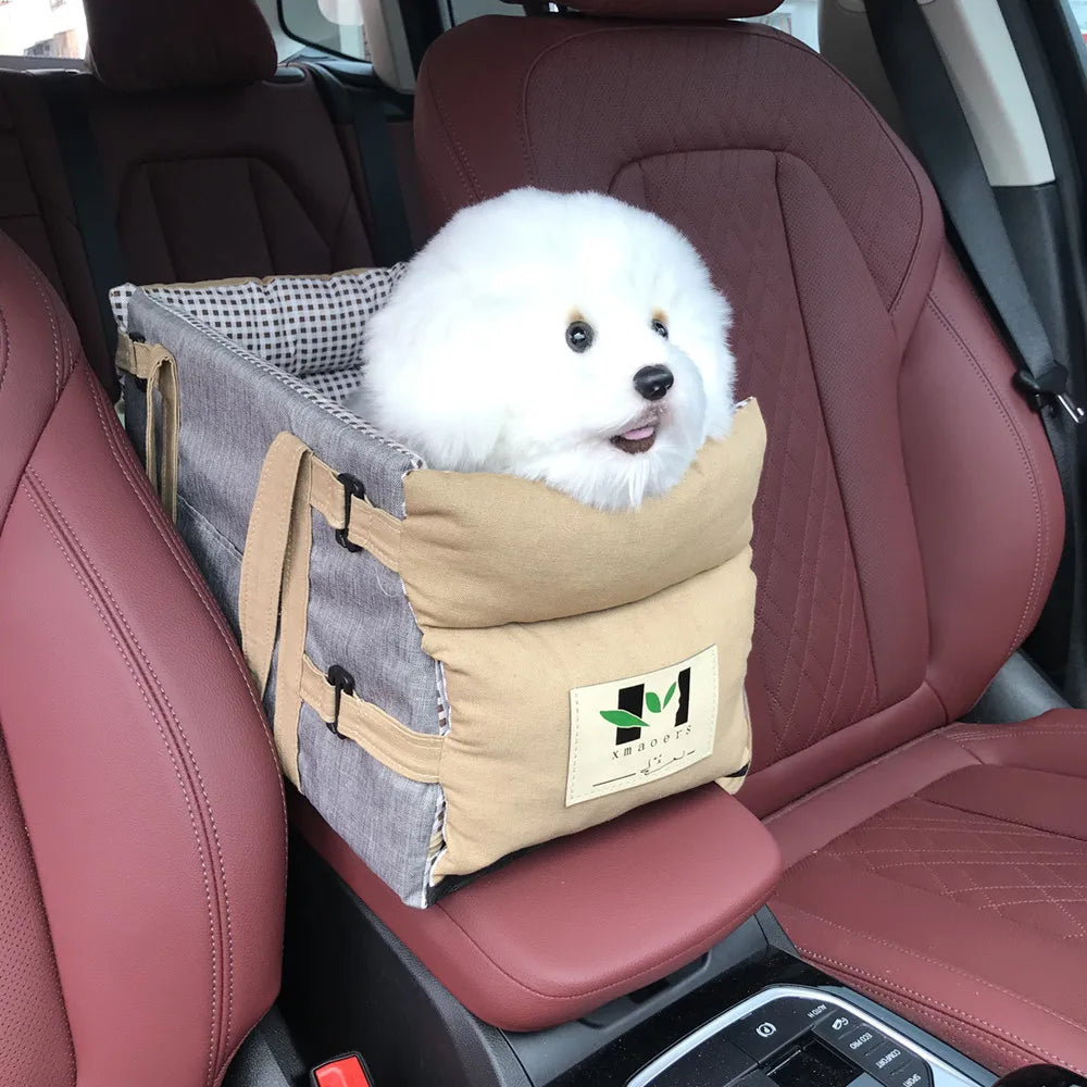 Portable Dog Car Seat for Small Pets – Center Console Booster with Detachable, Washable Design