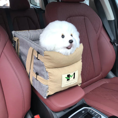 Portable Dog Car Seat for Small Pets – Center Console Booster with Detachable, Washable Design