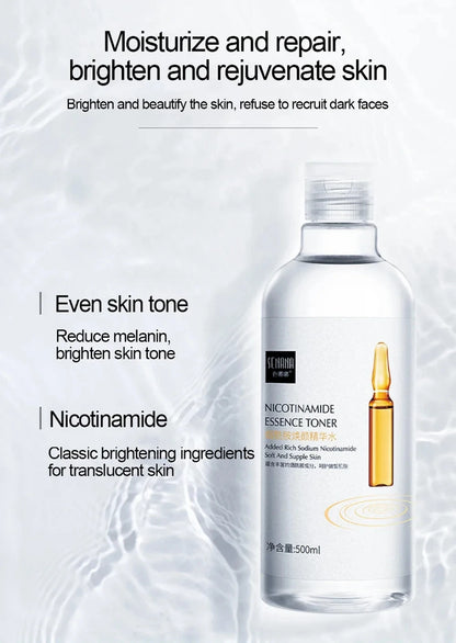 500ml Niacinamide & Hyaluronic Acid Facial Toner – Moisturizing Essence Water for Dry & Dull Skin