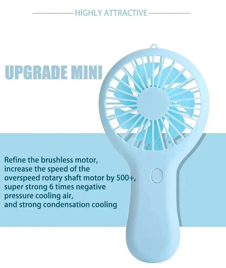 Mini USB Fan – 3-Speed Rechargeable Silent Desk Fan with Base