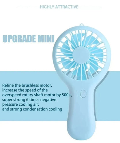 Mini USB Fan – 3-Speed Rechargeable Silent Desk Fan with Base