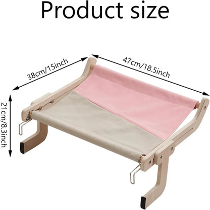 Window-Mounted Cat Hammock – Wooden Frame Removable Bed for Indoor Cats