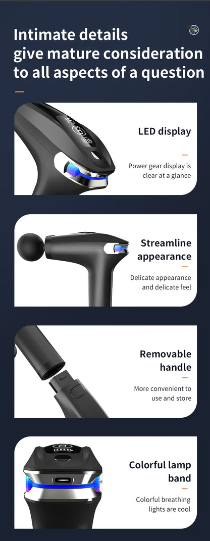 Mini Handheld Percussion Massage Gun – Portable Electric Muscle Massager for Neck, Back, and Legs
