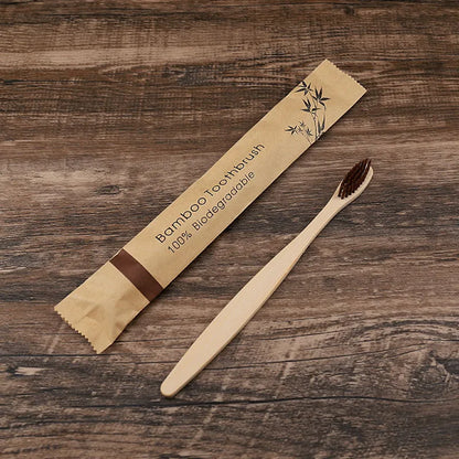 Eco-Friendly Bamboo Toothbrush Set – 8 or 12 Pack Soft Bristle Charcoal-Infused Wooden Toothbrushes for Adults
