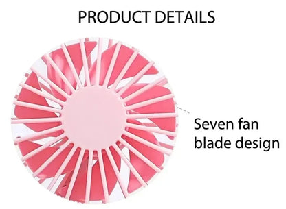 Mini USB Fan – 3-Speed Rechargeable Silent Desk Fan with Base