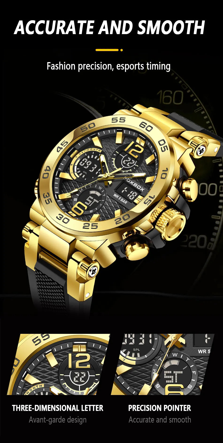 FOXBOX Men’s Luxury Chronograph Watch – Waterproof Sport Diver & Business Timepiece with Gift Box