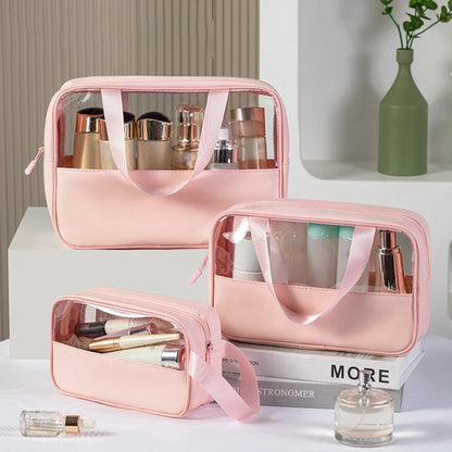 Matte Translucent Travel Toiletry Bag – Unisex Makeup & Cosmetic Organizer with Handle