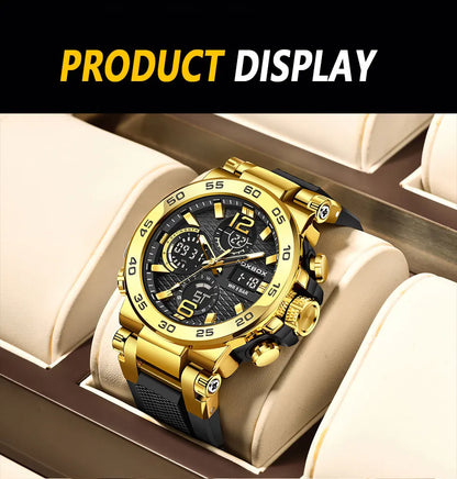 FOXBOX Men’s Luxury Chronograph Watch – Waterproof Sport Diver & Business Timepiece with Gift Box