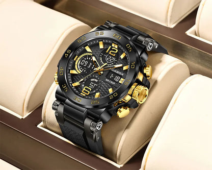 FOXBOX Men’s Luxury Chronograph Watch – Waterproof Sport Diver & Business Timepiece with Gift Box