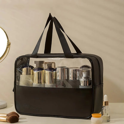 Matte Translucent Travel Toiletry Bag – Unisex Makeup & Cosmetic Organizer with Handle