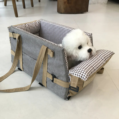 Portable Dog Car Seat for Small Pets – Center Console Booster with Detachable, Washable Design