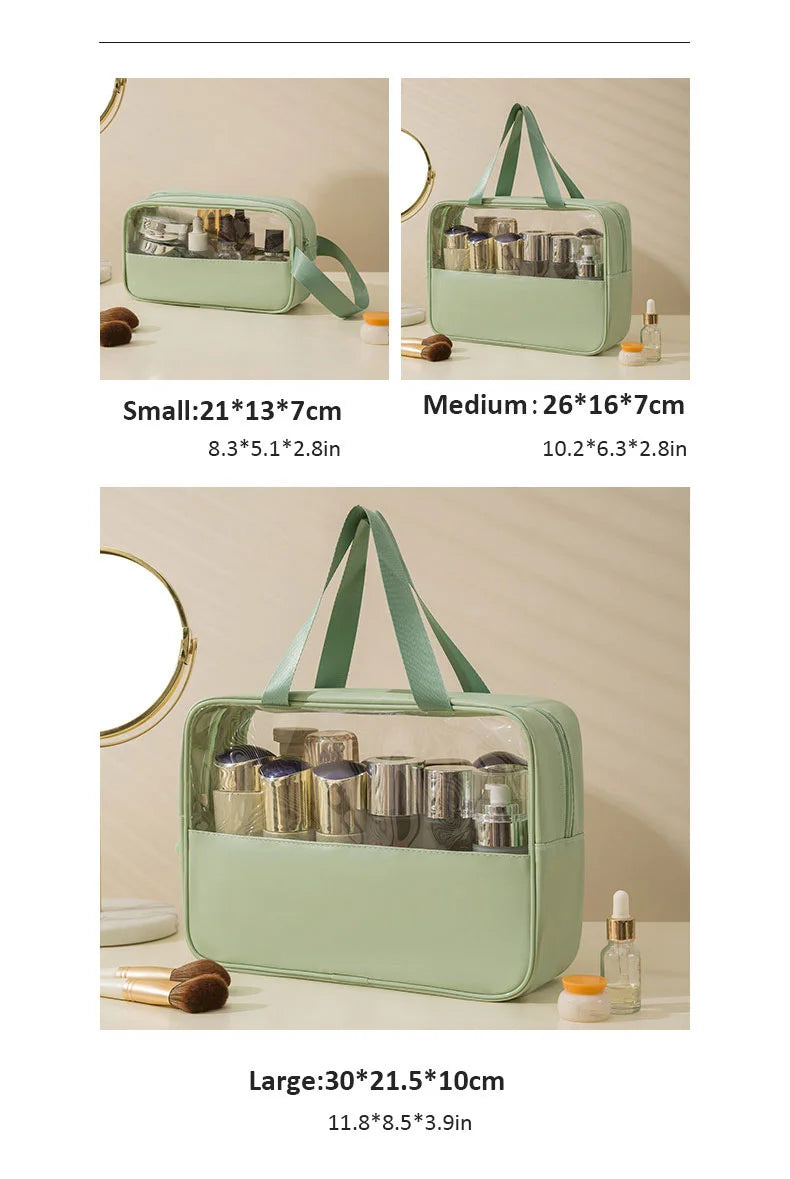 Matte Translucent Travel Toiletry Bag – Unisex Makeup & Cosmetic Organizer with Handle
