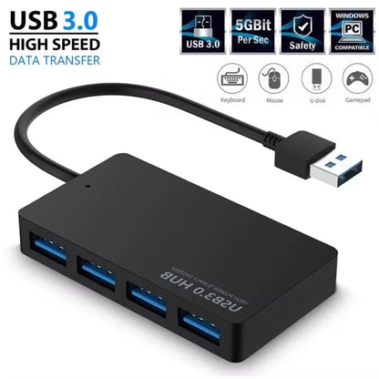 4-Port USB Splitter – USB 3.0 Multi-Hub Adapter for Windows & Mac