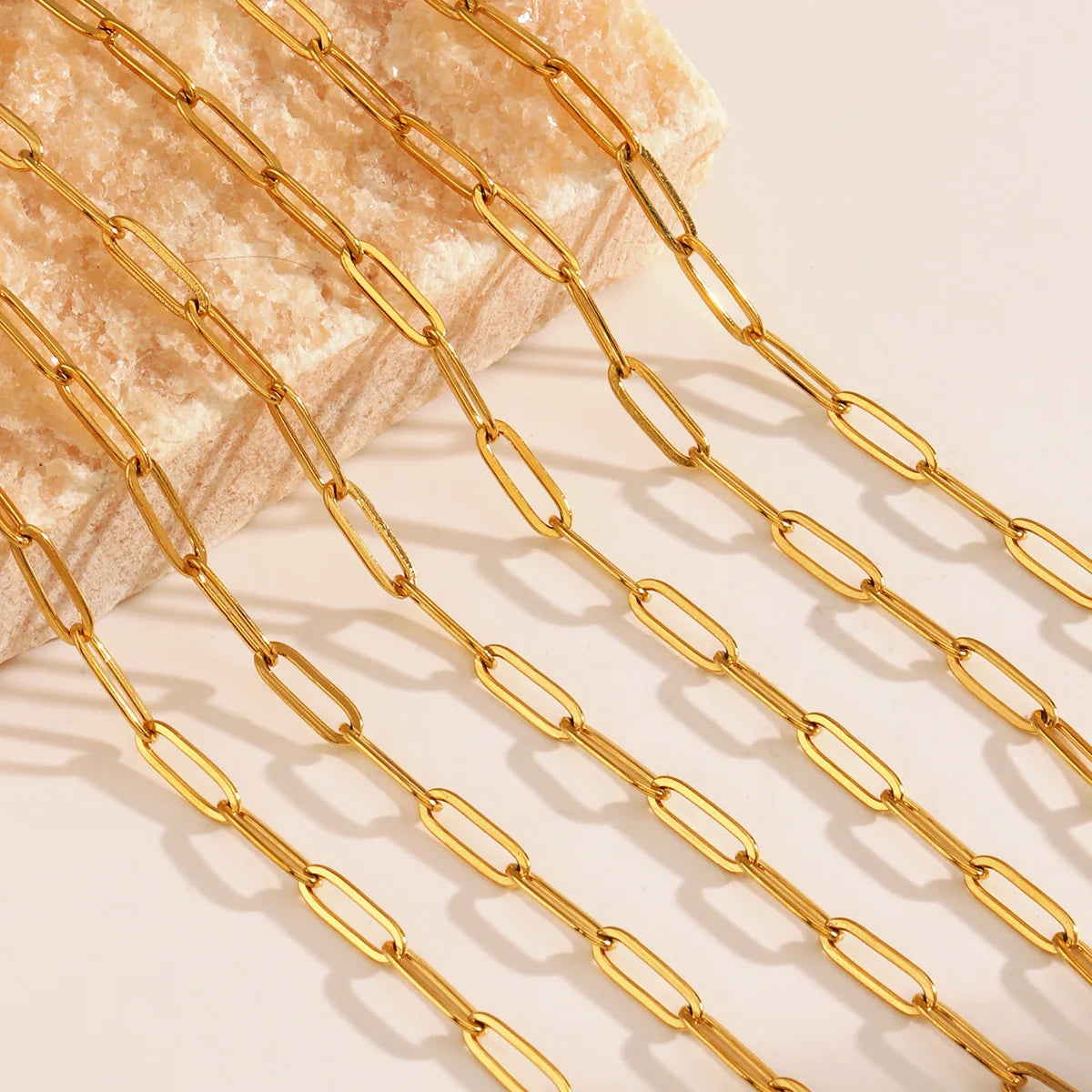 Minimalist Gold Chain Necklace & Chunky Paperclip Bracelet – Waterproof Stainless Steel Jewelry Gift