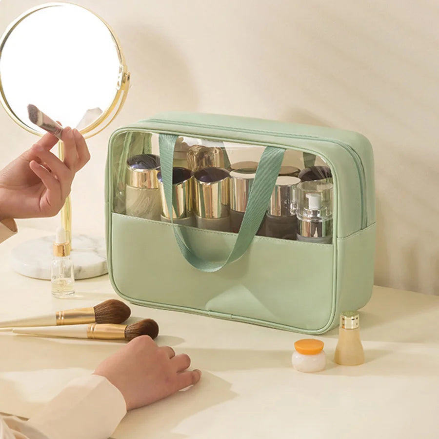 Matte Translucent Travel Toiletry Bag – Unisex Makeup & Cosmetic Organizer with Handle