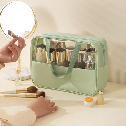 Matte Translucent Travel Toiletry Bag – Unisex Makeup & Cosmetic Organizer with Handle