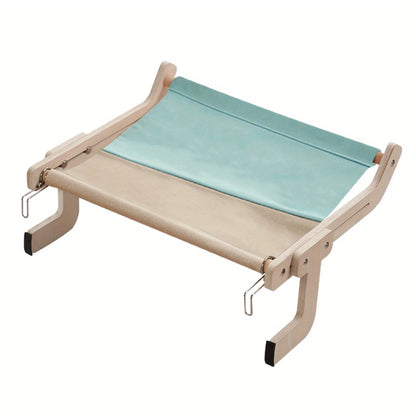 Window-Mounted Cat Hammock – Wooden Frame Removable Bed for Indoor Cats