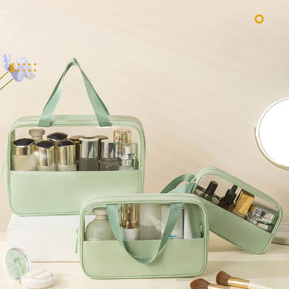 Matte Translucent Travel Toiletry Bag – Unisex Makeup & Cosmetic Organizer with Handle