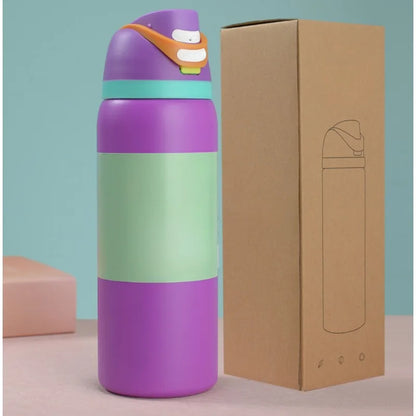 32oz Stainless Steel Sports Thermos Bottle – Outdoor Vacuum Kettle with Handle & Suction Lid