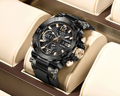 FOXBOX Men’s Luxury Chronograph Watch – Waterproof Sport Diver & Business Timepiece with Gift Box