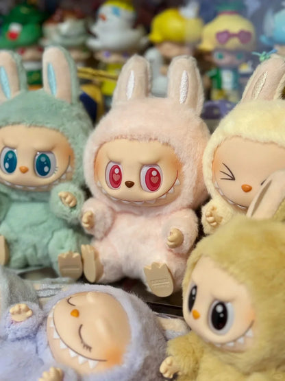 Labubu The Monsters Sit-Down Party First and Second Generation Series Vinyl Keychain Pendant Plush Dolls Replica Birthday Gift