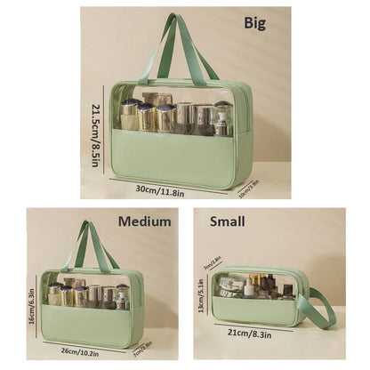 Matte Translucent Travel Toiletry Bag – Unisex Makeup & Cosmetic Organizer with Handle