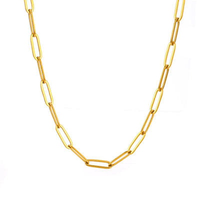 Minimalist Gold Chain Necklace & Chunky Paperclip Bracelet – Waterproof Stainless Steel Jewelry Gift