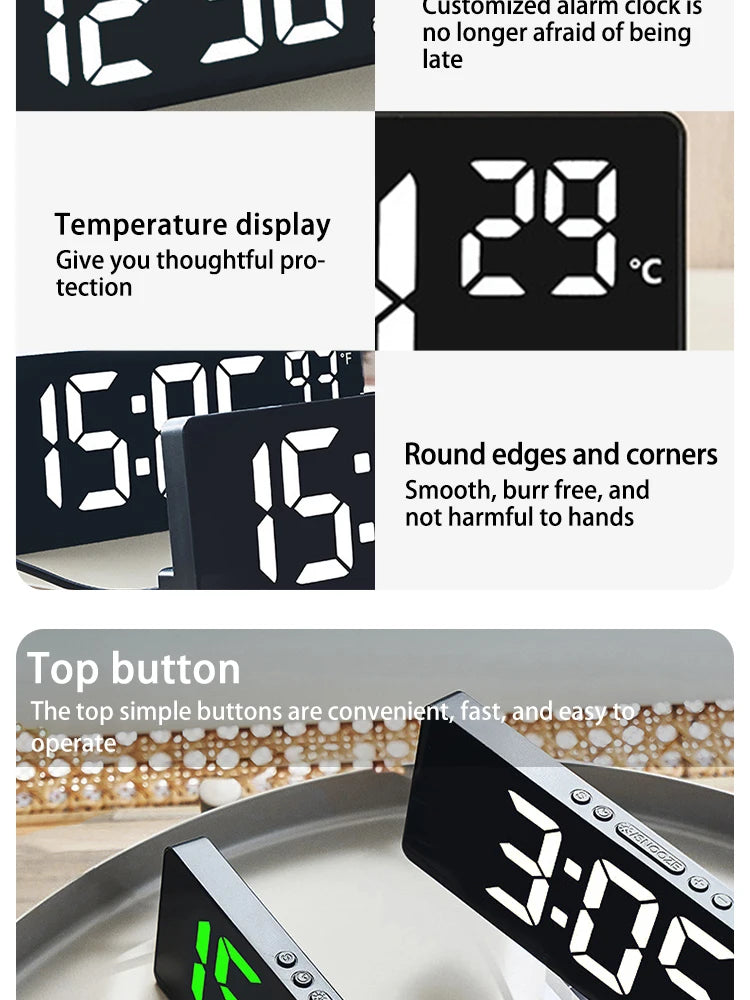 LED Digital Alarm Clock – Sleek Desktop Clock with Large Display & Multi-Function Features