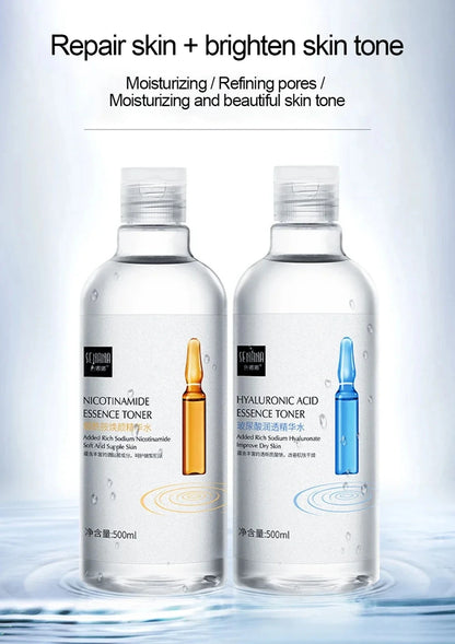 500ml Niacinamide & Hyaluronic Acid Facial Toner – Moisturizing Essence Water for Dry & Dull Skin