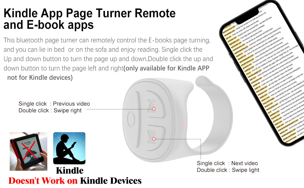 GITFO Bluetooth smart ring used as remote page turner for Kindle app and eBook apps, not compatible with Kindle devices BeTrendi