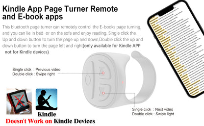 GITFO Bluetooth smart ring used as remote page turner for Kindle app and eBook apps, not compatible with Kindle devices BeTrendi