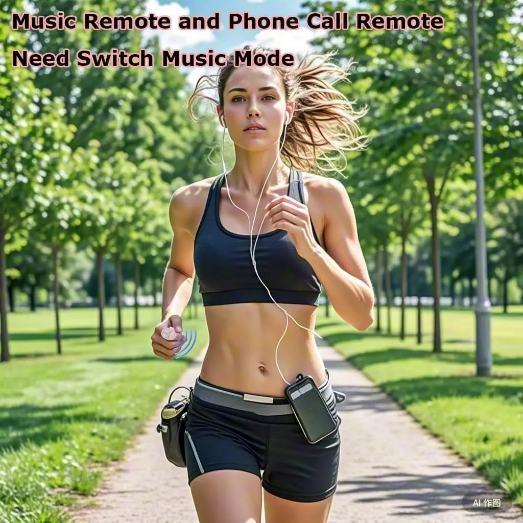 Woman jogging outdoors using GITFO Bluetooth smart ring to remotely control music and phone calls in music mode BeTrendy