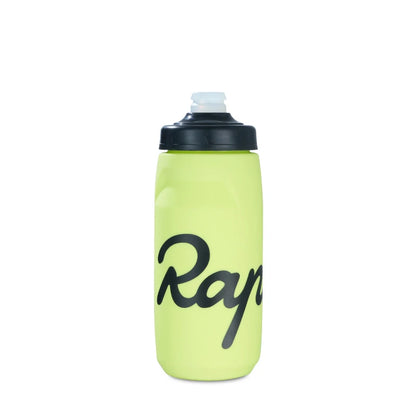 750ml tall black Rapha cycling squeeze water bottle with matching black lid and logo, BPA-free and leakproof