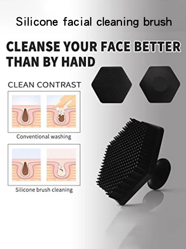 Comparison chart showing silicone facial brush vs hand washing for deeper pore cleansing
