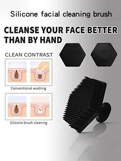 Comparison chart showing silicone facial brush vs hand washing for deeper pore cleansing