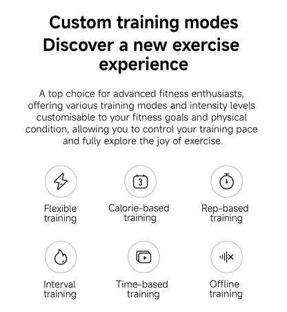 Xiaomi smart jump rope offering training modes like calorie-based, rep-based, interval, and offline