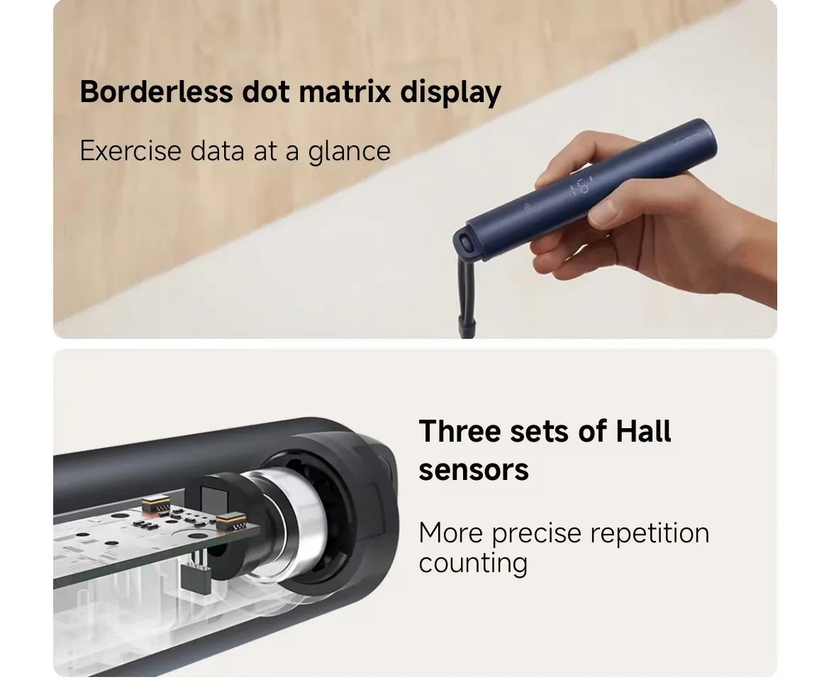 Xiaomi jump rope with borderless dot matrix screen and Hall sensors for precise jump tracking