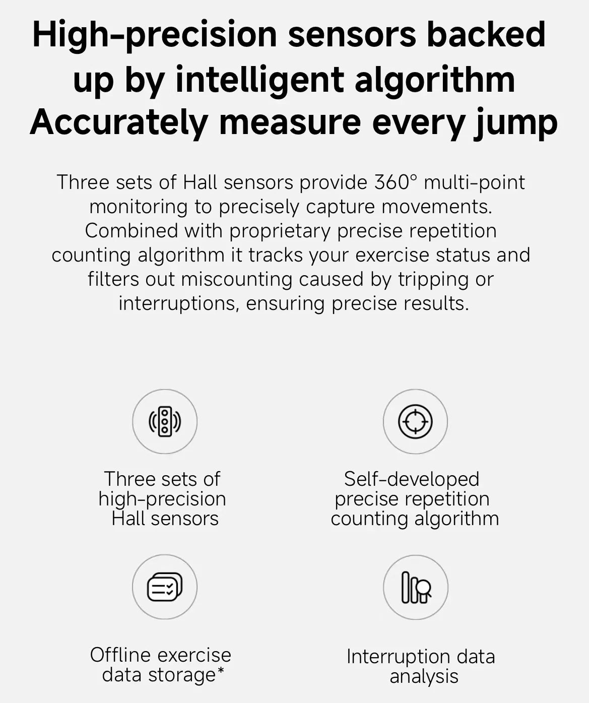High-precision Hall sensors and AI algorithm for accurate jump tracking and offline data storage